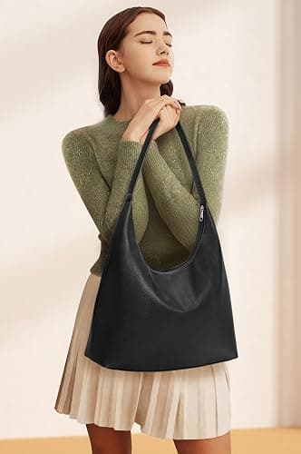 KALIDI Vintage Vegan Leather Tote Bag Women Hobo Zipper Work Bag Weekender Shoulder Handbag for Travel Daily thumbnail 5
