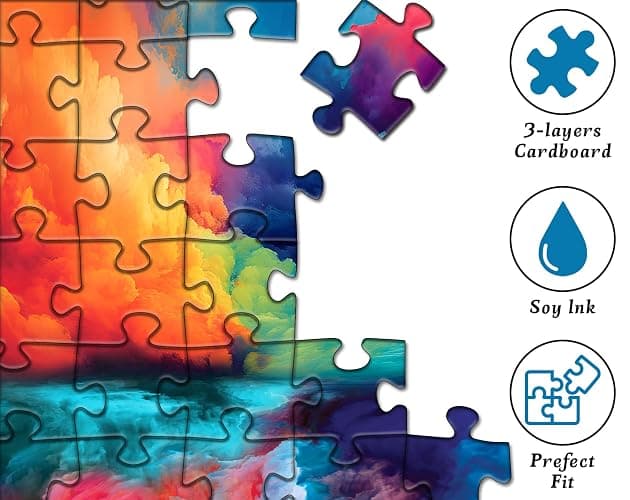 Impossible Puzzles for Adults 1000 Piece, Hard Difficult Jigsaw Puzzles for Adults Painting, Gradient Rainbow Colorful Challenging Puzzles for Adults Teens thumbnail 5