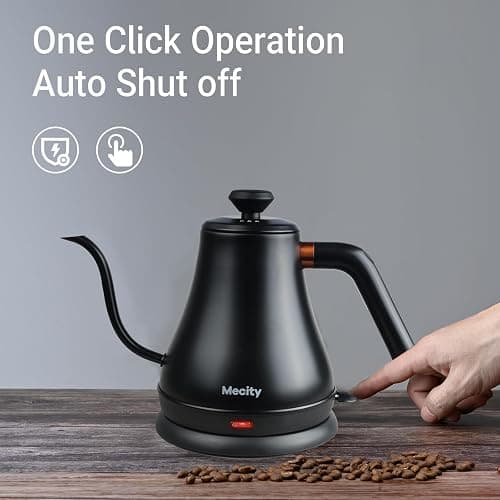 Mecity Electric Kettle Gooseneck Water Kettle Stainless Steel Tea Kettle Water Boiler Fast Heating, Auto Shut Off, 27 fl oz, 1000W, Matte Black thumbnail 5
