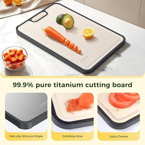 Titanium Cutting Board for Kitchen, Cutting Board Double Sided Food Grade, Pure Titanium/PP, Easy to Clean Large Size 16”×11” thumbnail 6