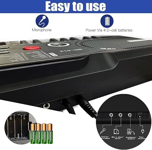 61 Key Keyboard Piano, Portable Electronic Keyboard Piano for Beginners with Speakers, Microphone, Sheet Music Stand, 100 Voices, 100 Rhythms, Digital Music Keyboard for Teen - 1 thumbnail 5