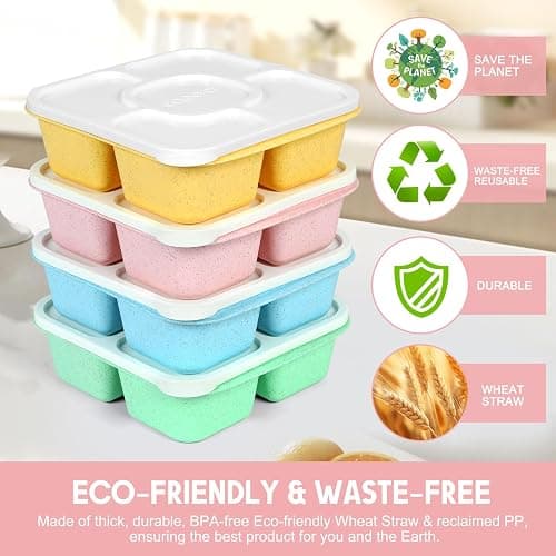 Caperci Original Lunchable Snack Containers for Kids & Adults - 5 Compartments Bento Snack Boxes with 4 Leakproof Small Containers, Wheat Straw, BPA-Free, Set of 4 (Vintage Colors) thumbnail 5