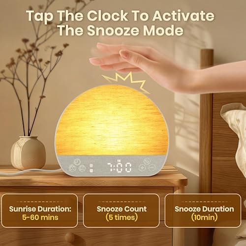 Sunrise Alarm Clock Sound Machine, Natural Wake Up Light - Bluetooth Speaker, Dual Alarms, Dimmable Clock, USB Charging, Snooze, 37 Sleep Sounds, 15 Colors, Timer- Night Light for Heavy-Sleepers Gift thumbnail 3