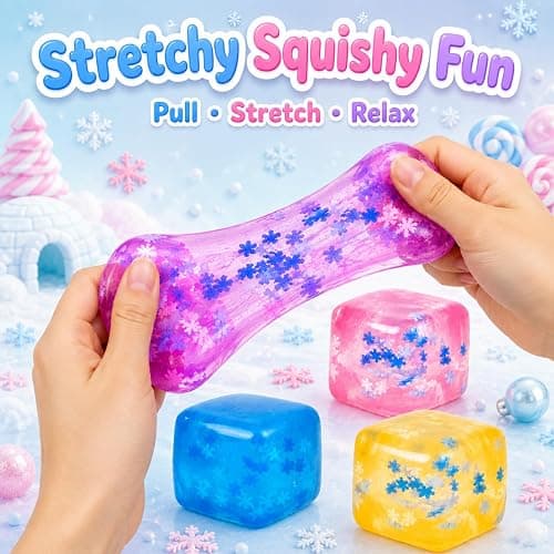 4PCS Ice Cube Squishy Toys with Snowflakes, Slow Rising Stress Cubes | Soft Sensory Fidget Squeeze Toys for Adults, Birthday Gifts, Party Favors and Desk Toys thumbnail 7