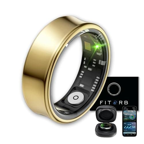 Fitorb Smart Ring Pro - Das Original. High-Tech Fitness- & Gesundheitsring, Schlafanalyse, 24/7 Aktivitätstracking. Temperaturmessung, Stress. Proberinge. (Neptun, Gold, 16,7 mm (6)) - Image 1