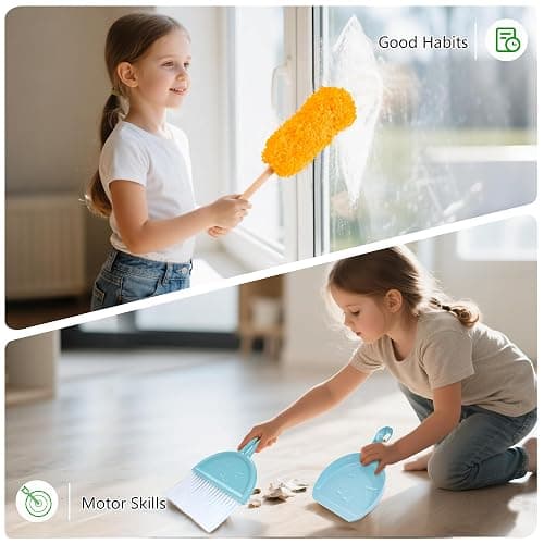 Wooden Kids Cleaning Set with Spray Mop, Montessori Cleaning Toys Real Water Sprayer and Toddler Broom Mop Set, Housework Pretend Play Toy Gift for Boys Girls Ages 3+ thumbnail 6