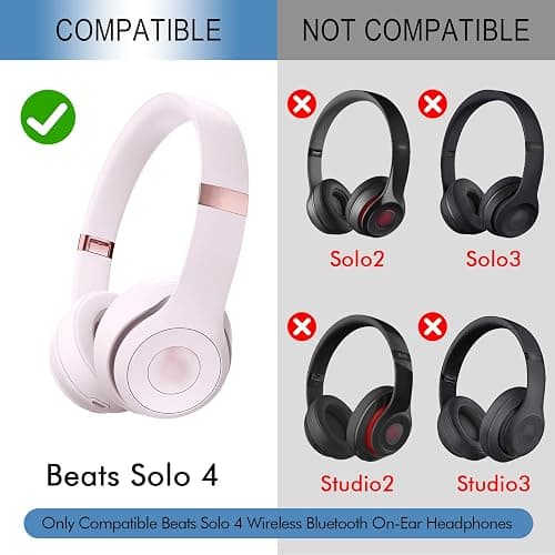 GEVO Ear Pads Replacement for Beats Solo 4 Wireless On-Ear Headphones, Earpads Ear Cushions for Solo 4 with Soft Protein Leather, Stronger Adhesive Backing (Cloud Pink) thumbnail 2