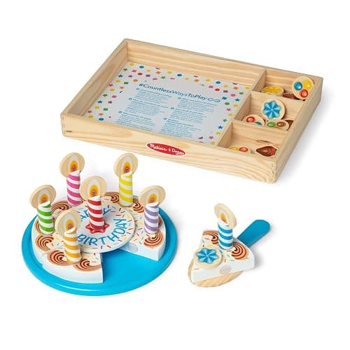 Melissa & Doug Birthday Party Cake - Wooden Play Food with Mix-n-Match Toppings and 7 Candles thumbnail 4