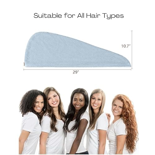 ROLSHOL 4 Pack Extra Large Microfiber Hair Towel Wraps for Women | Super Absorbent, Quick-Dry Hair Drying Towel with Button, Anti-Frizz Hair Turban for Curly, Long & Short Hair thumbnail 3
