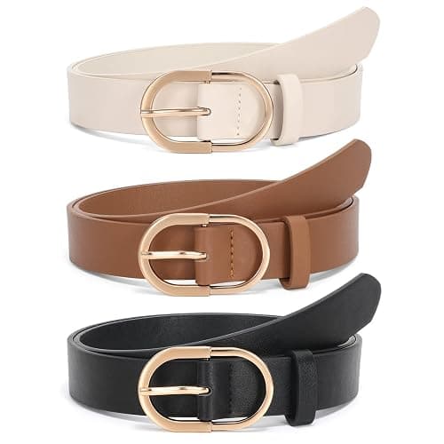 JASGOOD Women’s Leather Belts for Jeans Pants Fashion Ladies Belt with Gold Buckle - Image 1