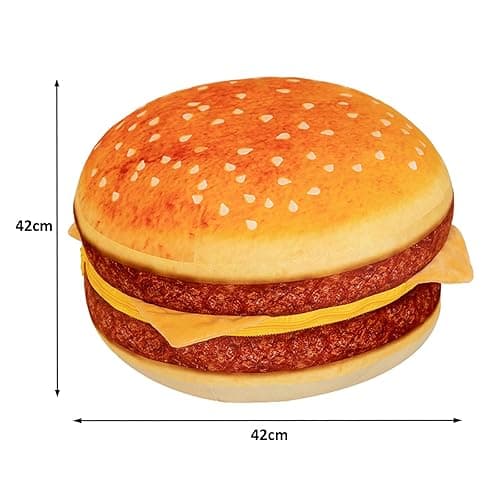 funnykitten Hamburger Plush Pillow, 3D Simulation Cheeseburger Pillow Burger Plush Hugging Pillow Cushion Funny Food Plush Pillows Toy for Home Decor, 16.5inch thumbnail 4