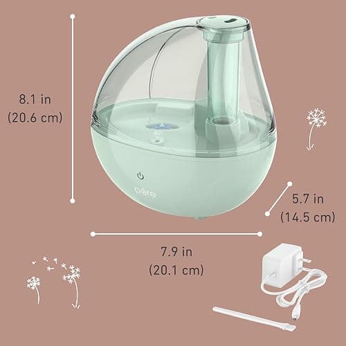 Pure Enrichment PureBaby Ultrasonic Cool Mist Humidifier & Soft Glow Night Light, Whisper-Quiet and Ideal for Baby Nurseries & Kids Bedrooms to Relieve Congestion, Colds, & Coughs (Whisper Green) thumbnail 2
