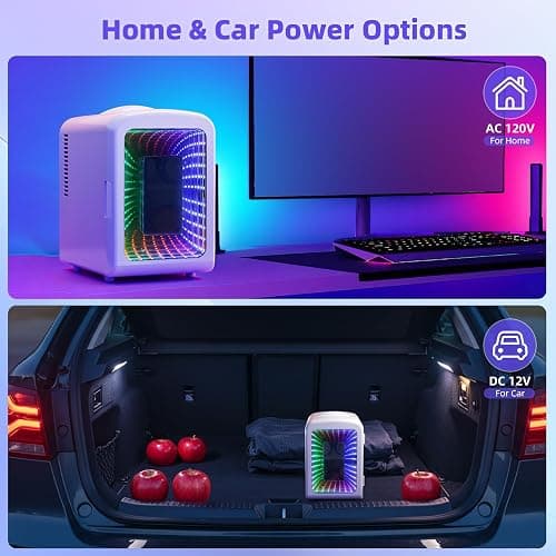 Antarctic Star Mini Compact Refrigerator with Gaming Light, 4L Capacity/6 Cans Portable Mini Fridge, for Bedroom,Car,Office and Dorm, Small Cooler for Cosmetics, Beverage and Food, White thumbnail 5