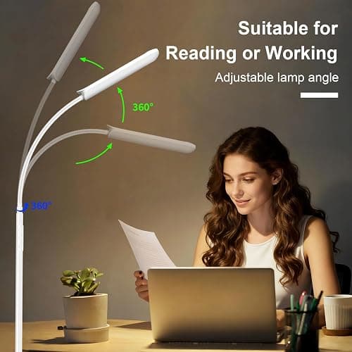 FRIDEKO HOME Floor Lamps for Living Room, 1800LM 4 CCT Gooseneck Reading Light with Remote & Touch Control, Adjustable Bright LED Standing Lamp for Painting Over Chair Crafts Bedroom Office, White thumbnail 4