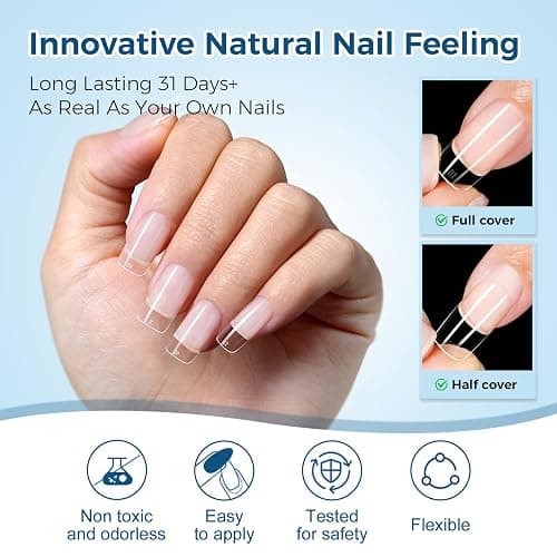 TOMICCA Short Square Nail Tips 510Pcs 15 Sizes Pre-Shaped Acrylic Nails Half Matte Clear Nails Press on Nails for Extension Nail Manicure Home DIY thumbnail 5