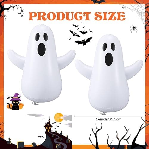 Vertintong 6 Pcs Summer Halloween Inflatable Beach Balls 14 Inch Halloween Pumpkin Ghost Pool Floats Plastic Jack O Lantern Party Decoration for Summer Yard, Garden, and Lawn Decorations thumbnail 2