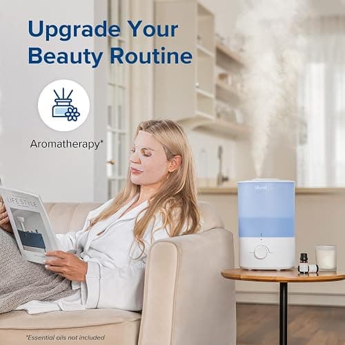 LEVOIT Dual 150 Humidifiers for Bedroom Large Room, 3L Cool Mist Top Fill Essential Oil Diffuser for Baby Nursery and Plants, 360° Nozzle, Quiet Rapid Ultrasonic Humidification for Home, Blue thumbnail 4