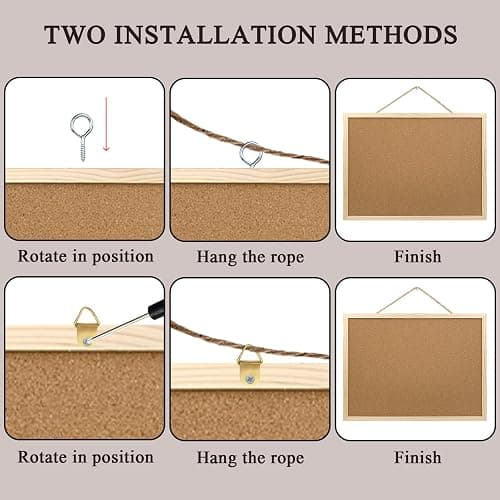 GDMINLO Cork Board Bulletin Board, 15.7"X 11.81" pin Boards for Walls, Oak Wood Finish Frame, Wall Mounted Cork Board for Office Home and School(Pins, Eye Bolts, gaskets, Screws) thumbnail 6