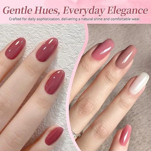 Born Pretty Nude Pink Gel Polish,Skin Tone Pastel Nude Solft Light Pink | Rose Red Netural Gel Polish Soak off U v Gel Polish Kit for Salon Manicure and Nail Art DIY at Home,Long-Lasting thumbnail 5