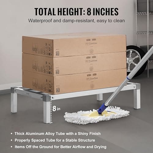 VEVOR Aluminum Dunnage Rack, 36” x 20” Commercial Food Floor Rack, 8” Off The Floor, 1000 lbs Capacity All-Welded Aluminum Storage, for Storage in Restaurants, Kitchens, Garages and Vehicles thumbnail 5