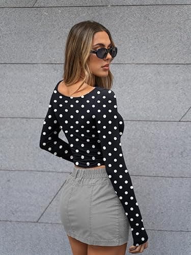 Trendy Queen Women's Boat Neck Tops Long Sleeve Shirts Casual Fitted Tee Shirts Solid Color Fall Basic Clothes 2025 thumbnail 4