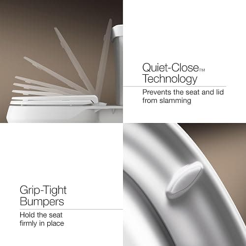 KOHLER 4636-RL-0 Cachet ReadyLatch Elongated Toilet Seat Slow Close, Soft Close Toilet Seat Quiet Lid, Contoured Grip-Tight Bumpers Installation Hardware, Apartment Essentials, White thumbnail 8