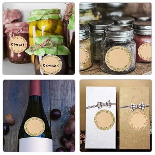 BESARME 600 Pcs 2" Canning Labels for Jar Christmas Gift Tag Stickers Kraft Labels for Jar Floral Stickers Food Containers Lids Spice Bottle Sticker thumbnail 7