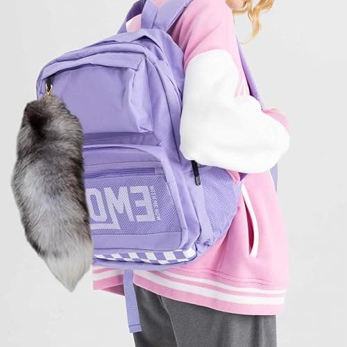 JBLJDWD Fox Tail, Therian Tail, Hanging Furry Tail Keychain Decorative Personalized Animal Keyring Long Charm Gift for Handbag Backpack Cosplay - Grey thumbnail 6