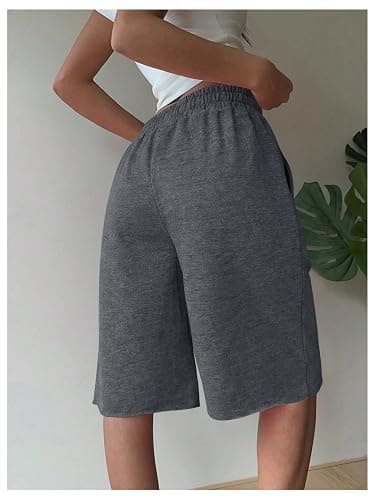 SHENHE Women's Wide Leg Sweat Shorts Drawstring Casual Lounge Sports Knee Length Bermuda Shorts thumbnail 3