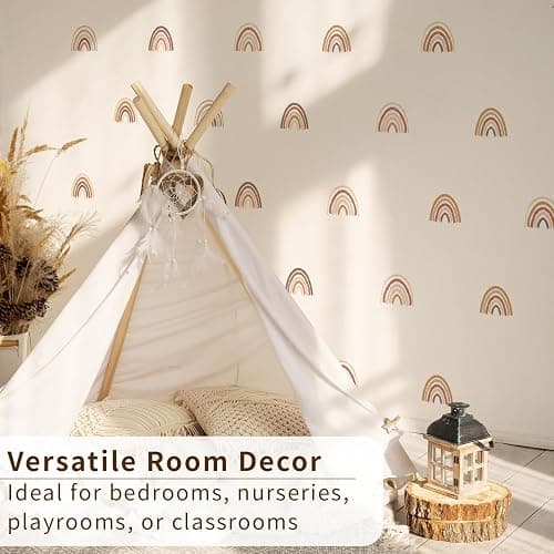 funlife 72 PCS Small Boho Rainbow Wall Decals Peel and Stick, Self Adhesive Colorful Rainbow Wall Sticker for Girls Bedroom Decor, Kids Nursery Room Decoration, 2.56" x 2.17" thumbnail 4