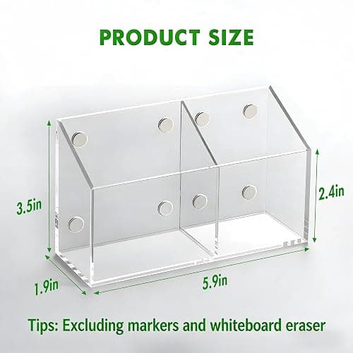 Banafich Magnetic Dry Erase Marker Holder for Whiteboard, Acrylic Magnet Pen Holder for Refrigerator Fridge, Marker Holder for Classroom Teacher, Pencil Cup, Office Accessories Decor, Locker Organizer thumbnail 2