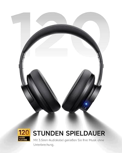 Picun B8 Bluetooth Headphones, 120H Playtime Headphone Wireless Bluetooth with 3 EQ Modes, Low Latency, Hands-Free Calls, Over Ear Headphones for Travel Home Office Cellphone PC Black thumbnail 3