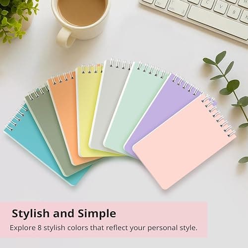 Taja Pocket Small Notebook 3" x 5", Set of 8 Mini Little Spiral Notebook, Nursing Notepad, Perfect for Work, School, Office, Nurse, Travel - Soft Harmony thumbnail 7