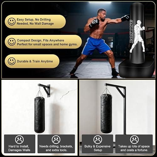 Vobab Punching Bag for Adults, 70" Boxing Bag with Stand, Freestanding Heavy Bag with Boxing Gloves, Reflex Ball Set, Kickboxing Bag Training Equipment for Muay Thai, MMA, Gym, Training, Fitness thumbnail 3