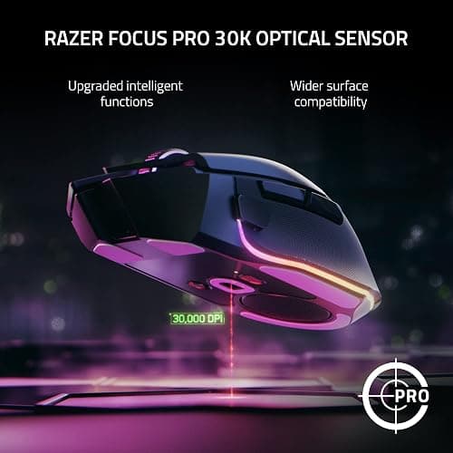 Razer Basilisk V3 Pro Customizable Wireless Gaming Mouse: Fast Optical Switches Gen-3 - HyperScroll Tilt Wheel - Chroma RGB - 11 Programmable Buttons - Focus Pro 30K Optical Sensor - White thumbnail 5