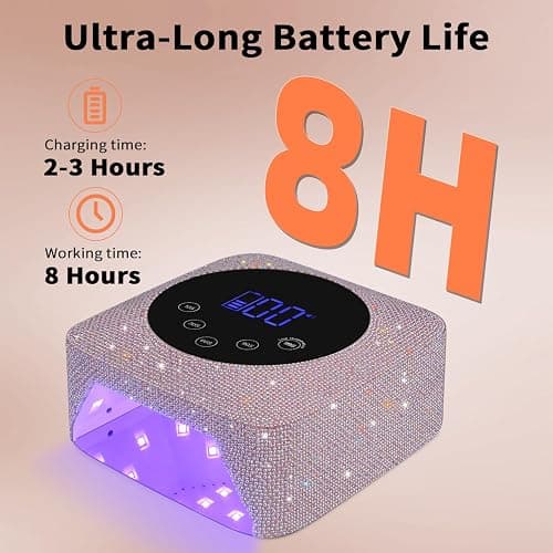 Kikugu Cordless UV LED Nail Lamp,72W Rechargeable UV Light for Gel Nails with 5 Timer Setting Quick Dry Curing Lamp with Display Auto Sensor for Salon & Home(Pearl Pink Diamond) thumbnail 2