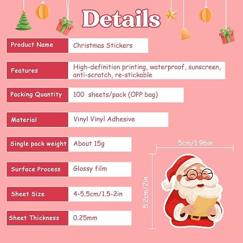 Stocking Stuffers - 100 PCS Christmas Stickers for Kids | Kids Christmas Gift Games Crafts for Grandkids- Stocking Stuffers for Kids- Xmas Decorations Activities Party Favors Supplies thumbnail 6