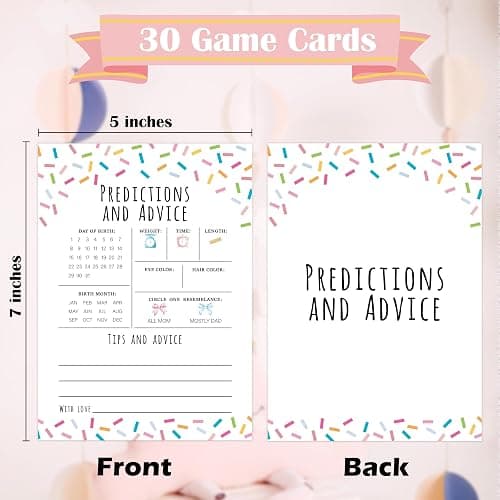 Sprinkle Predictions and Advice Game, Pack of 30 Game Cards, Sprinkle Baby Shower Game, Gender Reveal Party Decorations, Gender Neutral - KR44 thumbnail 3
