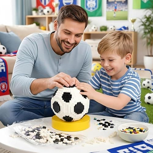 KIJULEI 850 Pieces Soccer Ball Building Block Set for Adults Balck & White Ball Décor Model Kits Educational STEM Toys Gift for Teen Sports Game Fans thumbnail 6