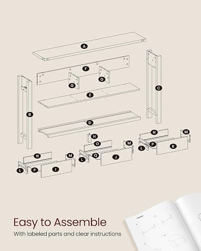 VASAGLE 47.2" Narrow Console Table with 3 Drawers and Open Storage Shelf | Long Sofa Table, 47.2 x 9.4 x 29.9 inchs, Entryway Furniture for Living Room, Honey Brown, LIRY Collection ULNT142KB02S thumbnail 7