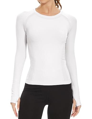 MathCat Long Sleeve Workout Tops for Women, Seamless Yoga Running Tops Breathable Athletic Shirts 3 Pack XS-XL thumbnail 2