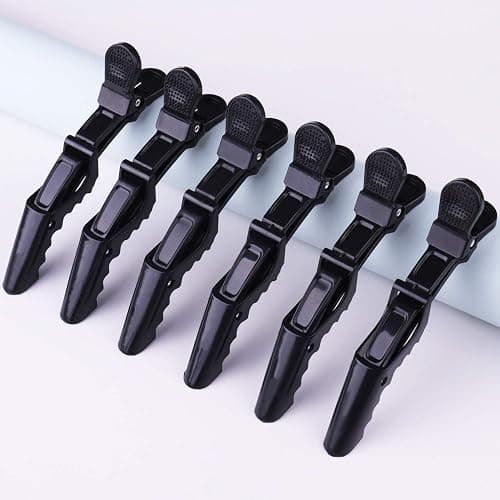 GLAMFIELDS 12 pcs Black Alligator Hair Clips for Women Styling Sectioning Salon, Professional Durable Non-slip Plastic Grip Clip for Hair Cutting Wide Teeth & Double-Hinged Design thumbnail 4