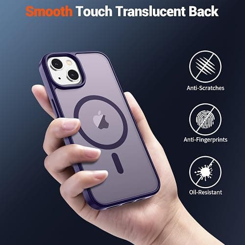 SUPFINE Magnetic for iPhone 15 Plus Case & iPhone 14 Plus Case(Compatible with MagSafe)(Military Grade Drop Protection) Translucent Shockproof Phone Cover,Dark Purple thumbnail 6