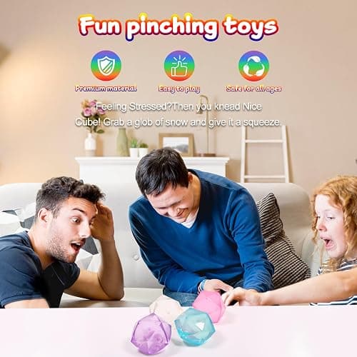 4pcs Mini Small 1.8inch Masonry Ice Squishy Stress Balls-Polyhedron Diamond Sugar Balls Slow Rise-Fidget Toy for Kids Gel Filled Classroom, Calming Toys Anxiety Children Teens (4pcs) thumbnail 4