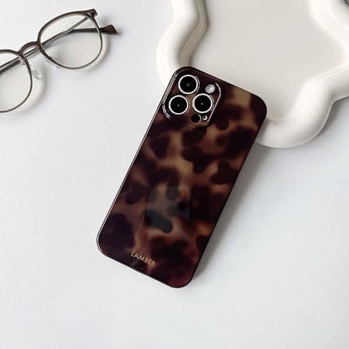NITITOP Compatible with iPhone 15 Pro Case Cute Stylish Leopard Print Amber Aesthetic Tortoise Design for Women Girls Men Soft TPU Shockproof Protective Cover - Brown thumbnail 3