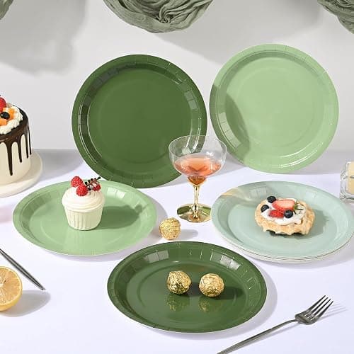 AimFun 48 Sage Green Paper Plates Gradient Green Party Plate 9 Inch Disposable Plates Round Dinner Plates for St Patrick Day Birthday Wedding Baby Bridal Shower Party Supplies thumbnail 6