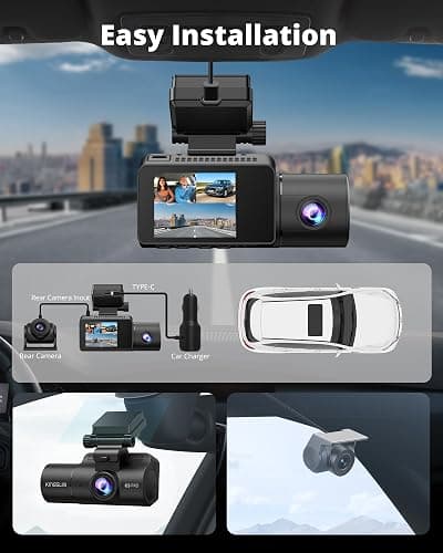 Dash Cam Front and Rear Inside, 3-Channel 2.5K FHD Dash Camera for Cars with 2" Screen, Wireless Dashcam with 5GHz WiFi, 64GB Card, Car Camera Front and Back, Auto IR Night Vision, HDR, G-Sensor thumbnail 9