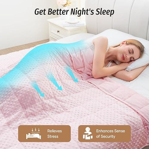 Wemore Minky Dot Weighted Blanket for Adults Queen Size 20 lbs, Soft Cozy Heavy Blanket for Stress Relief and Sleep Promotion, Breathable Blanket for All-Season with Glass Beads, Pink 60 x 80 inches thumbnail 4