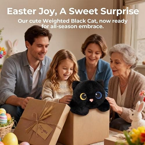 Mewaii Weighted Stuffed Animals 5 lbs Adjustable, Heated & Coolable 23 Inch Plush for Realistic Hug, Microwavable Removable Inner Pad, Cat Gifts for Adults & Kids (Black) thumbnail 8