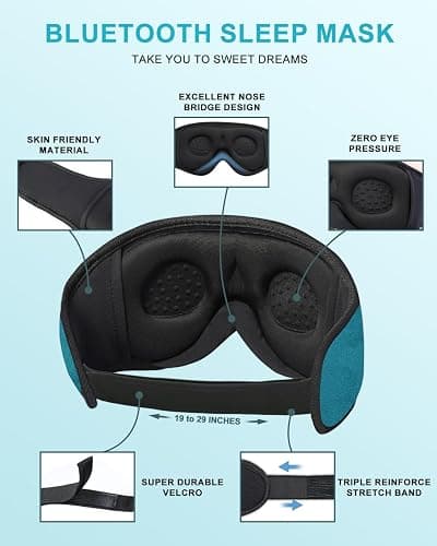 Sleep Mask with Bluetooth Headphones,LC-dolida Sleep Headphones Bluetooth Sleep Mask 3D Sleeping Headphones for Side Sleepers Best Gift and Travel Essential (Blue) thumbnail 7